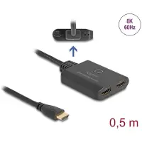 DeLOCK HDMI Switch 2 x HDMI in naar 1 x HDMI uit 8K 60 Hz met geïntegreerde kabel 50 cm
