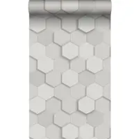 Origin Wallcoverings behang 3d hexagon motief lichtgrijs - 347850 - 0,53 x 10,05 m