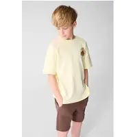 Shoeby rechtvallend T-shirt met backprint - lichtgeel Jongens Katoen Ronde hals - maat 134/140