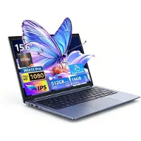 Ninkear 15.6" FHD IPS Touchscreen Laptop – 360° Flip 2-in-1 Convertible – AMD Ryzen 3 3200U – 16GB RAM – 512GB SSD – Windows 11 Pro – Dual-Band WiFi – Zilve