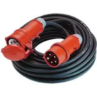 Bachmann Verlengsnoer 5G1,5mm² zwart, 5m, H07RN-F CEE 16A rood 400V, 5 m