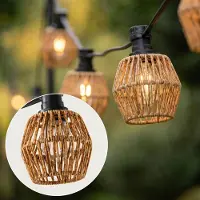 LumenXL Prikkabel set inclusief kappen in gemêleerd geelbruin met rotanlook, verkrijgbaar met verschillende LED lampen