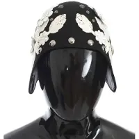Dolce&Gabbana Black Wool White Floral Gold Leaf Women's Hat
