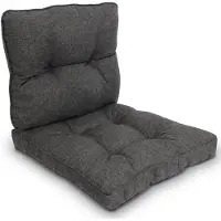 Beautissu BeauFlair - Set Outdoor Lounge Kussens Buiten Zitkussen 60x60 cm & Rugkussen 60x40 cm Vuil- en Waterafstotend Loungekussen voor Tuinmeubelen en Rotan Antraciet