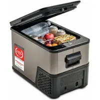 TZS First Austria Compressor Koelbox - 27L - Koelt tot -20°C - AC/DC 12V 24V 230V - Anti-Vingerafdruk Dark Steel - 3-Traps Accubeveiliging