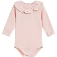 Babidu Romper / Body | 1117 | roze | lange mouw | royale ruchekraag | 9 maand | maat 74