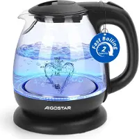 Aigostar Elfin 30iax - Glazen Waterkoker Met Led - Zwart - 1l
