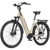 TTGO Elektrische Stadsfiets C7 SE - 28 INCH Banden - 250W Bafang Middenmotor - 36V18Ah Accu - Bereik tot 140km - Shimano 9 Versnellingen - Beige