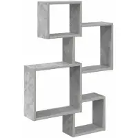 vidaXL Wand Kubus Planken Muurmontage Betongrijs 64 x 13,5 x 91,5 cm