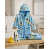 Bluey Set Badjas + Handdoek + Washandje Kind 3-4 Jaar | & Bingo