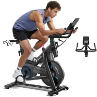 Merach Hometrainer fiets - 16 verstelbare magnetische weerstandfitness - Bluetooth LCD-display - tablethouder - 10 kg vliegwiel - comfortabel en stil fietstrainer - tot 158 kg
