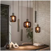 Meubelplaats Hanglamp 4+3 metal and glass mix Bronza - Sienna brown