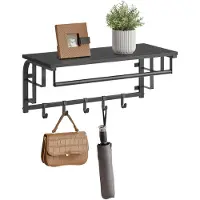 Vasagle - Wandkapstok - Wandgarderobe met Plank - 5 Afneembare Haken - Voor Hal Slaapkamer Woonkamer