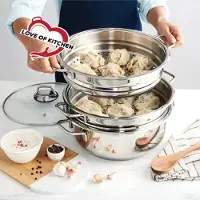 Karaca Mutfaksever - Stoompan - 2-laags - 28 cm - 10 Liter - RVS - Inductie Geschikt - Stoomkookpan