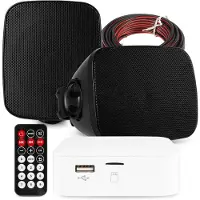 Power Dynamics set van 2 buiten speakers - Waterdichte mini speakerset outdoor - Bluetooth - Zwart
