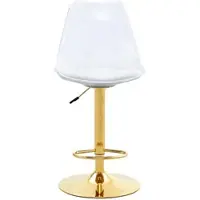 MODFU Barkruk set van 2, transparante kunststof rug, wit PU zitting, goudkleurig metalen onderstel