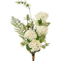 Viana Kunstbloemboeket: sneeuwbalstruik, wilde kaardebol, varen, 65 cm - dec