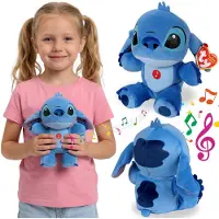 Disney TY DISNEY Lilo en Stitch Knuffel met geluid, BEANIE BABIES-knuffel, zacht sensorisch speelgoed 20 cm