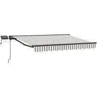 vidaXL Handbediende luifel met LED's Lichtgrijs en wit 3 x 2,5 m