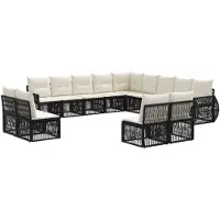 vidaXL Tuinbank Set 13 st Zwart en Crème Wit poly rattan