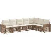 vidaXL Tuinbank Set 7 st Beige en Crème Wit poly rattan