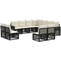vidaXL Tuinbank Set 11 st Zwart en Crème Wit poly rattan