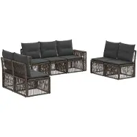vidaXL Tuinbank Set 7 st Grijs en Donkergrijs poly rattan