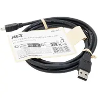 ACT SB2412, 1,8 meter, USB A, Mini-USB B, USB 2.0, mannelijk/mannelijk, zwart