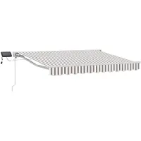 vidaXL Handbediende luifel met LED's Lichtgrijs en wit 4 × 3,5 m