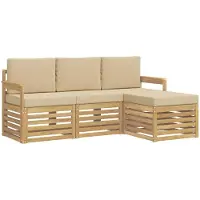 vidaXL Buiten bank set 4 st Wit en Beige Polyester