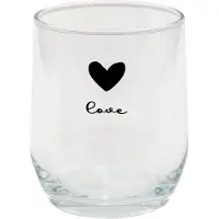 Clayre & Eef Waterglas 300 ml Glas Hart Love Drinkbeker Transparant Drinkbeker