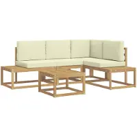 vidaXL Buiten bank set 4 Stuk Wit en crèmekleurig Polyester