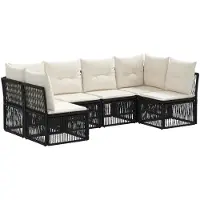 vidaXL Tuinbank Set 6 st Zwart poly rattan