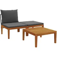 vidaXL 3 st Tuin Lounge Set met Kussens Massief acaciahout & touw