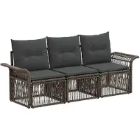 vidaXL Tuinbank Set 3 st Grijs poly rattan