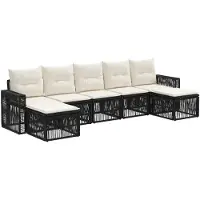 vidaXL Tuinbank Set 7 st Zwart en Crème Wit poly rattan