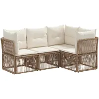 vidaXL Tuinbank Set 4 st Beige poly rattan