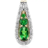 Cavill - Gouden hanger 9K met AAA Keniaanse tsavoriet 0,411 ct - Ovaal & Rond slijpsel - Prong zetting - Exclusief & elegant sieraad