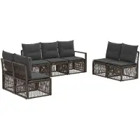 vidaXL Tuinbank Set 7 st Grijs poly rattan