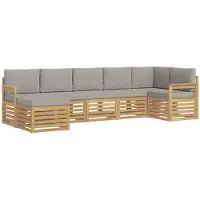 vidaXL Buiten bank set 6 st Wit en lichtgrijs Polyester