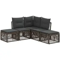 vidaXL Tuinbank Set 5 st Grijs poly rattan