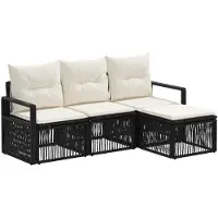 vidaXL Tuinbank Set 4 st Zwart poly rattan