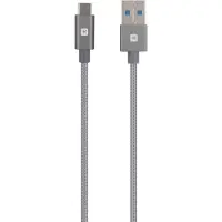 Skross SKCA0012A-C120CN USB-kabel USB 3.2 Gen1 USB-A stekker 1.20 m Space grijs Rond, Flexibel, Stoffen mantel