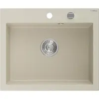 Mexen Elix granieten gootsteen 1-kamer 600 x 500 , beige, chrom sifon - 6525601005-69