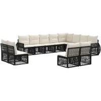 vidaXL Tuinbank Set 12 st Zwart en Crème Wit poly rattan