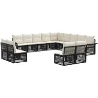 vidaXL Tuinbank Set 13 st Zwart poly rattan