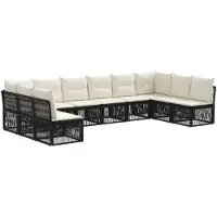 vidaXL Tuinbank Set 10 st Zwart poly rattan