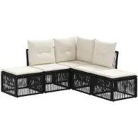 vidaXL Tuinbank Set 5 st Zwart poly rattan