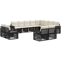 vidaXL Tuinbank Set 12 st Zwart en Crème Wit poly rattan