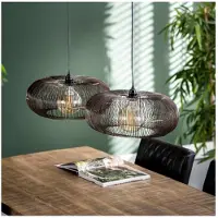 Meubelplaats Hanglamp 2 Lampen - Copper Twist - Zwart Nikkel - Ø43 cm - Disk Vorm - Metaal - LED Lichtbron - In Hoogte Verstelbaar tot 150 cm - Woonkamer - Keuken - Gouden Soldeerplekken - Exclusief Lichtbron